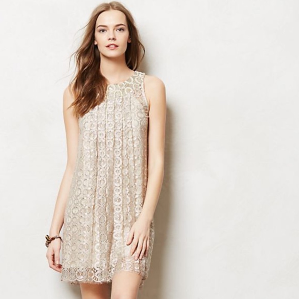NEW Anthropologie Lace Pleated Dress - Sz 8
